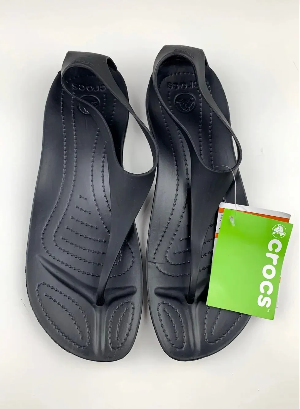 New Crocs Sexi Flip Sandals Slip On Black Sandals Thong 11354 Women's 11